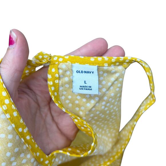 Fall Layers Mustard Polka Dot Blouse Old Navy‎ Sleeveless Chic Size L - Picture 4 of 6